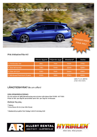 Prislista personbilar